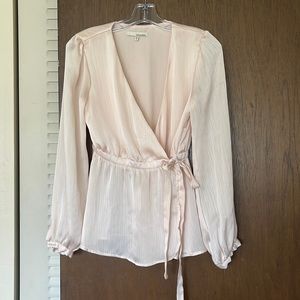 Pale pink tie front blouse